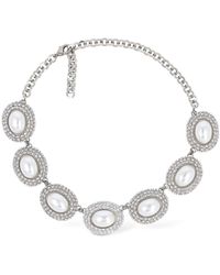 Alessandra Rich - Oval Faux Pearl & Crystal Necklace - Lyst
