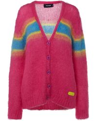 DSquared² - Striped Mohair Blend Knit Cardigan - Lyst