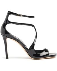 Jimmy Choo - 95Mm Azia Patent Leather Sandals - Lyst