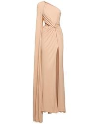 Elie Saab - Draped Fluid Jersey Long Dress - Lyst