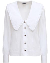 Ganni - Organic Cotton Poplin Shirt - Lyst
