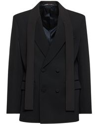 Valentino - Wool Blazer W/scarf Panels - Lyst