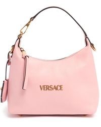 Versace - Tag Leather Hobo Bag - Lyst