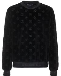 Dolce & Gabbana Sweatshirt Aus Baumwolle Mit U-ausschnitt - Schwarz
