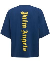 Palm Angels T-shirt Aus Baumwolljersey Mit Logodruck - Blau