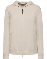 Brunello Cucinelli - Sweat-shirt zippé en jersey de coton à capuche - Lyst