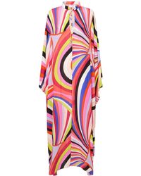 Emilio Pucci - Maxi-kaftan Aus Twill Mit Druck "iride" - Lyst