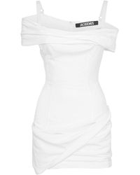 Jacquemus Minikleid Aus Viskose Und Leinen - Weiß