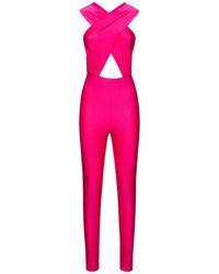 ANDAMANE - Hola Shiny Stretch Lycra Jumpsuit - Lyst