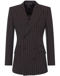 Dolce & Gabbana - Pinstriped Double Breasted Wool Blazer - Lyst