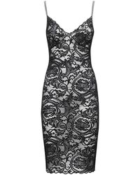 Versace Abito In Pizzo Con Motivo Greco - Nero