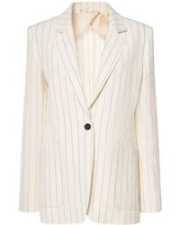 Max Mara - Cotton & Linen Pinstriped Jacket - Lyst