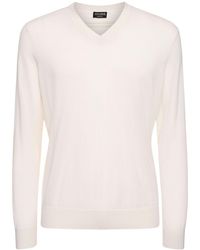 Zegna - Cashmere & Silk V Neck Sweater - Lyst