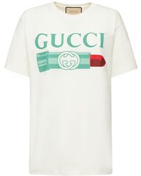 Gucci - T-Shirt aus Baumwolle mit Lippenstift-Print - Lyst