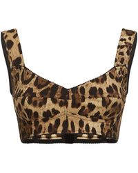 Dolce & Gabbana - Leopard Print Charmeuse Crop Top - Lyst
