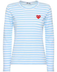 COMME DES GARÇONS PLAY - Camiseta de algodón jersey a rayas con logo - Lyst