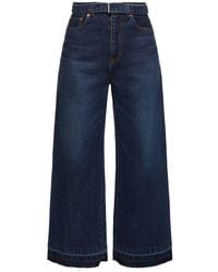 Sacai - Belted Mid Rise Denim Wide Jeans - Lyst