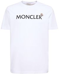 Moncler - ホワイト フロックロゴ Tシャツ - Lyst