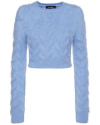 DSquared² - 3D Cable Knit Mohair Crop Sweater - Lyst