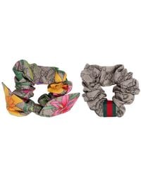 Gucci - Set Of 2 Silk gg Scrunchies - Lyst