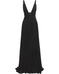 Giovanni bedin Deep V Viscose Jersey Long Dress - Black