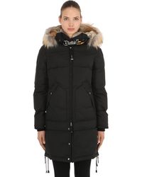 Parajumpers Doudoune Longue En Nylon Avec Fourrure - Noir