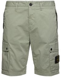 Stone Island - Stretch Cotton Logo Patch Shorts - Lyst