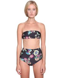 RED Valentino Bandeau-bikini Mit Blumendruck - Schwarz