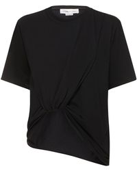 Victoria Beckham - Twist Front Cotton T-Shirt - Lyst