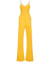 Dundas Jersey Side Laces Flared Jumpsuit - Yellow