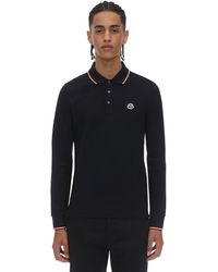 Moncler Long-sleeve Cotton Polo Shirt - Blue