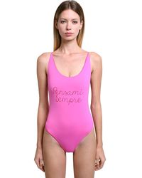 Giada Benincasa Costume Intero "Pensami" Con Ricami - Viola