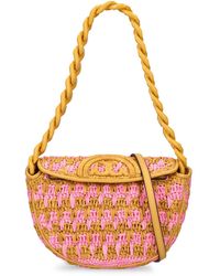 Tory Burch Women's Fleming Soft Crochet Jewel Mini Bucket Bag in Gold, One Size