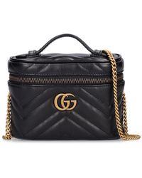 Gucci Gg marmont leather cosmetic bag - Negro