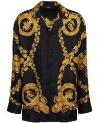 Versace - Camicia in twill di seta stampa heritage - Lyst