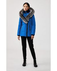Mackage Adali Down Coat With Signature Silverfox Fur Collar In Royal - Blue