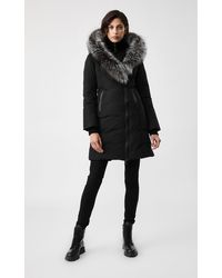 Mackage Kay Down Coat With Signature Silverfox Fur Collar In Black-silver - Women
