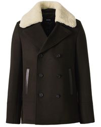 Mackage - Cole Wool Double-Breasted Jacket With Shearling Collar - Lyst