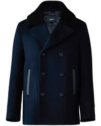 Mackage - Cole Wool Double-Breasted Jacket With Shearling Collar - Lyst