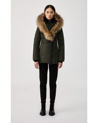 Mackage Adali Down Coat With Signature Natural Fur Collar In Army - Women - Multicolour