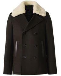 Mackage - Cole Wool Double-Breasted Jacket With Shearling Collar - Lyst