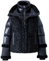 Mackage - Lydana-Flp Leopard Short Down Jacket With Detachable Bib - Lyst