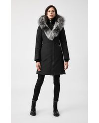 Mackage Trish Down Coat With Silverfox Fur Trimmed Collar & Hood In Black-silver - Women - L