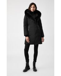 Mackage Kay Down Coat With Signature Silverfox Fur Collar In Black/black - Women