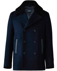 Mackage - Cole Wool Double-Breasted Jacket With Shearling Collar - Lyst