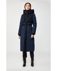 Mackage Leanne Maxi Length Down Coat In Navy - Women - Blue