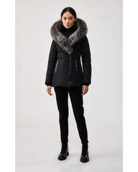 Mackage Adali Down Coat With Signature Silverfox Fur Collar In Black/silver