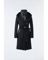 Mackage - Shia 2-in-1 Double-face Wool Coat With Removable Bib Black - Lyst