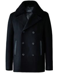 Mackage - Cole Wool Double-Breasted Jacket With Shearling Collar - Lyst
