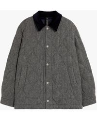 Mackintosh - Teeming Grey Herringbone Wool Quilted Coach Jacket - Lyst